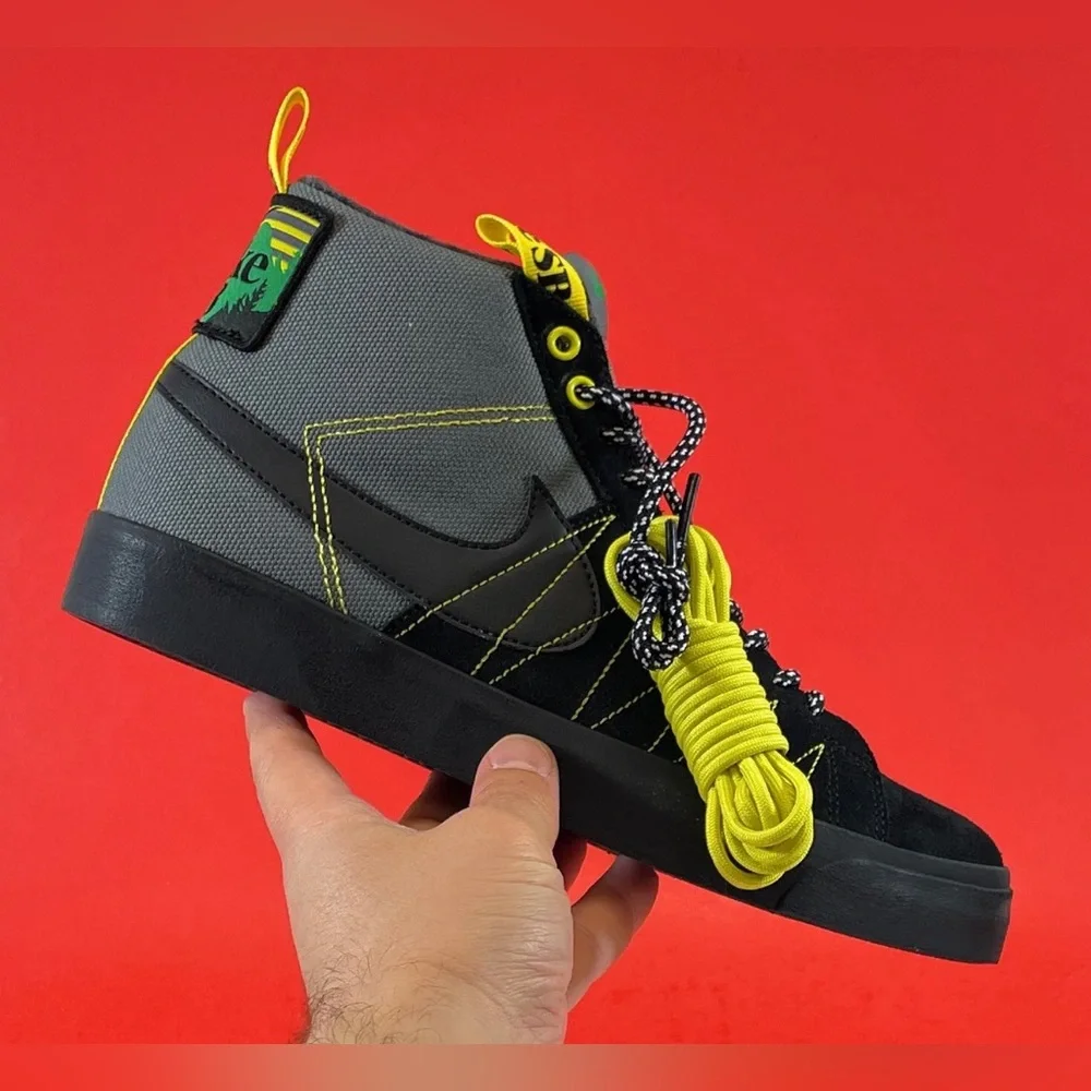 Nike High-Top Skate Sneakers in Black, Gray & Yellow
